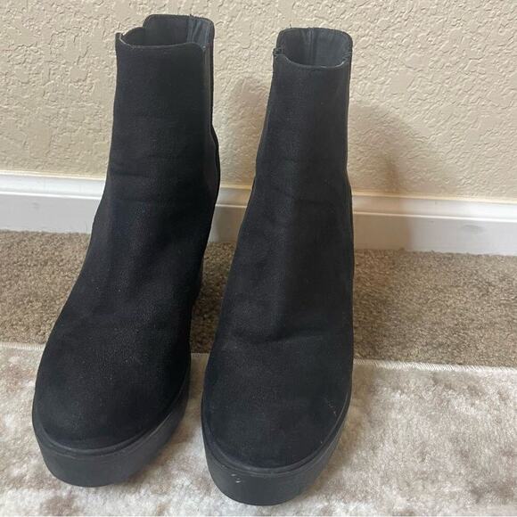 SODA brand boots chunky heel black suede Y2K thick sole and block square SZ 7.5 - Picture 3 of 7
